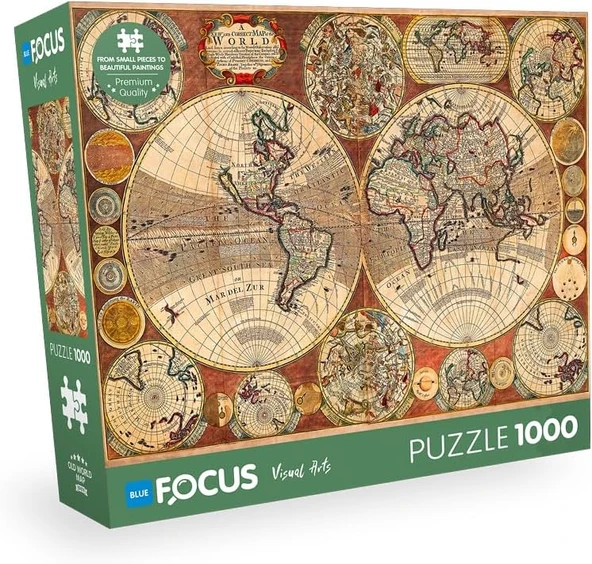 Focus 1000 Parça - Old Map (Eski̇ Dünya Hari̇tasi) ürün görseli 1