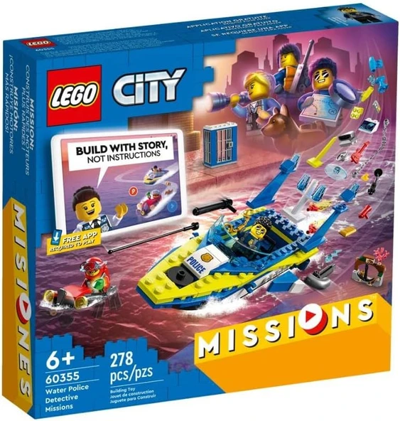 Lego® City Su Polisi Dedektif Görevleri 60355-6 Yaş Üzeri Çocuklar Için İnteraktif, Dijital Maceralı Oyuncak Yapım Seti (278 Parça) ürün görseli 1