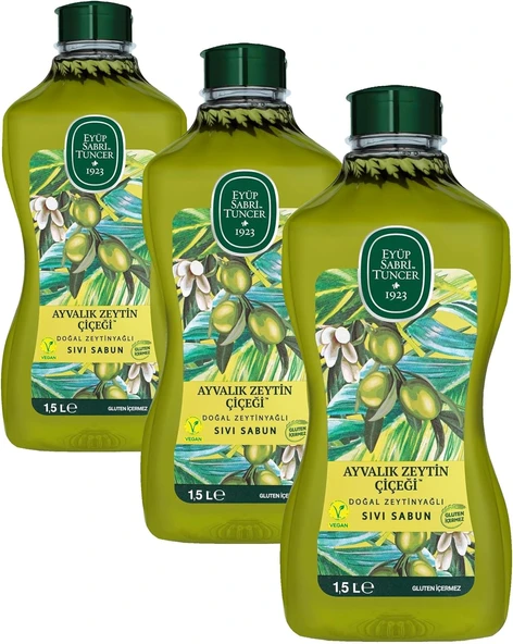 Doğal Zeytinyağlı Sıvı Sabun Ayvalık Zeytin Çiçeği 1,5 L Pet Şişe 1 Paket (3 Paketi) ürün görseli 1