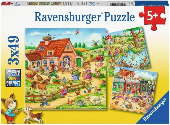 Ravensburger 3X49 Parçalı Puzzle Köyde Tatil ürün görseli 1