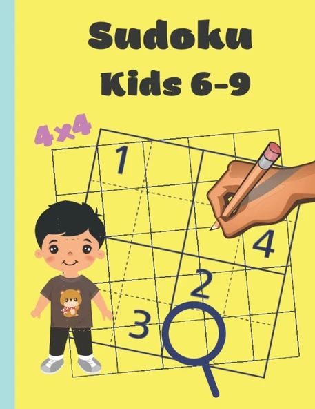 Sudoku Kids: Sudoku For Kids 50 Puzzles 4X4 Size 8.5X 11 Pages 105 Educational Game ürün görseli 1