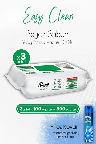 Sleepy Easy Clean Yüzey Temizlik Havlusu 100' Lü X 3 Adet Toz Kovar ürün görseli 1