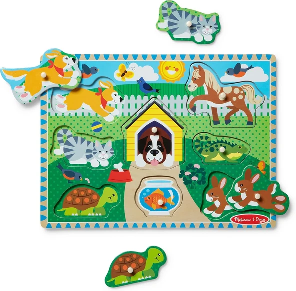 Melissa & Doug 19053 Ahşap Tutmalı Yapboz, Evcil Hayvanlar ürün görseli 1