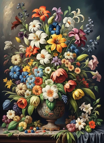 Nova Puzzle 1000 Parça Çiçeklerin Renk Senfonisi Puzzle - Vazoda Çiçek Kolajı ürün görseli 1