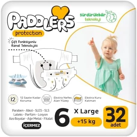Paddlers Protection Bebek Bezi 6 Numara (32 Adet) Bakım Seti ürün görseli 1