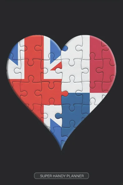 Planner: British Panamanian Flag United Heart Jigsaw Puzzle Flags Of Great Britain Panama ürün görseli 1