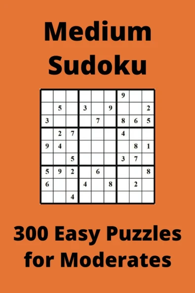 Independently Published Medium Orange Sudoku Book, 9X9 Puzzles, 300 Pages, 6X9 ürün görseli 1
