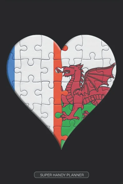 Planner: French Welsh Flag United Heart Jigsaw Puzzle Flags Of France Wales ürün görseli 1