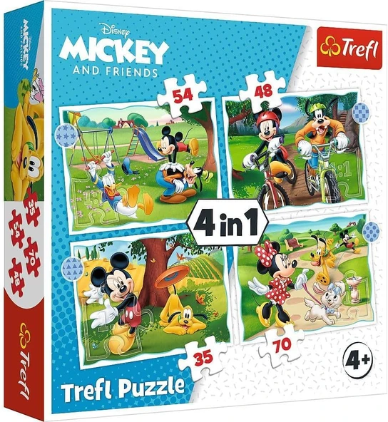 Trefl Puzzles - "4'Ü 1 Arada" - Mickey Mouse Günler/Disney Standart Karakterleri ürün görseli 1