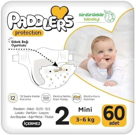 Paddlers Protection Bebek Bezi 2 Numara (60 Adet) Bakım Seti ürün görseli 1