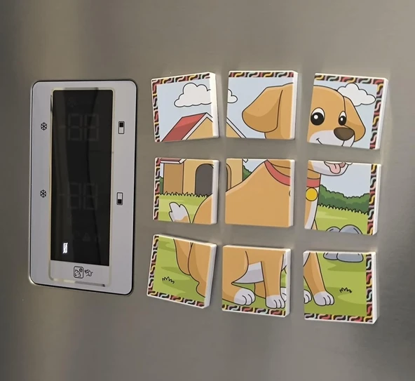 Manyetik Blok Çift Taraflı 9 Parçalı Mıknatıslı Puzzle 2 Görsel Köpek-Eşek ürün görseli 1