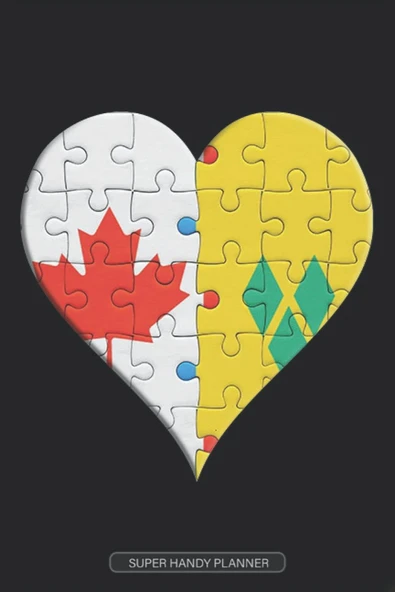 Planner: Canadian Saint Vincentian Flag United Heart Jigsaw Puzzle Flags Of Canada St Vincent And The Grenadines ürün görseli 1