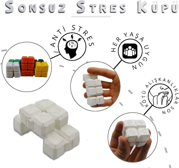 Stres Küpü Sonsuz Küp Fidget Popit (Beyaz) ürün görseli 1