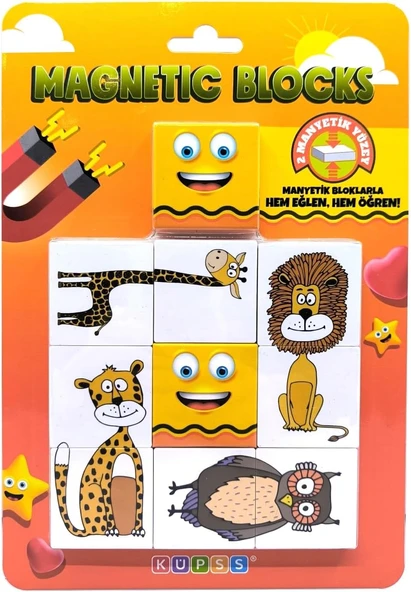 Manyetik Blok İki Parçalı Baby Puzzle - 8 Sevimli Hayvan Figürü ürün görseli 1