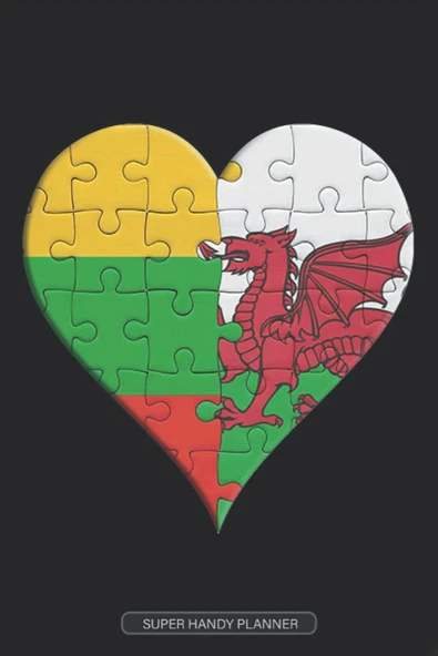 Planner: Lithuanian Welsh Flag United Heart Jigsaw Puzzle Flags Of Lithuania Wales ürün görseli 1