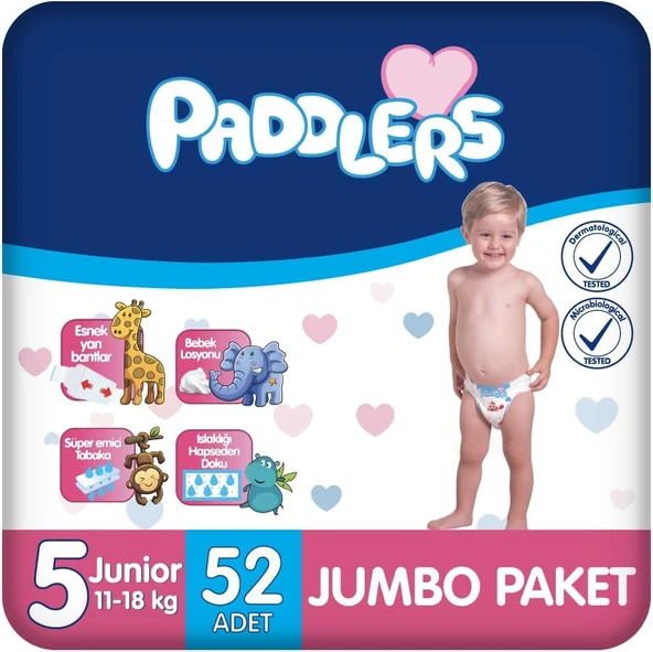 Paddlers Bebek Bezi 5 Numara Junior (11-18 Kg) 52 Adet – Paket ürün görseli 1