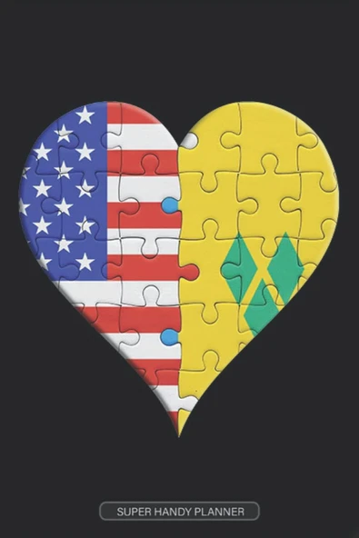 Planner: American Saint Vincentian Flag United Heart Jigsaw Puzzle Flags Of America St Vincent And The Grenadines ürün görseli 1