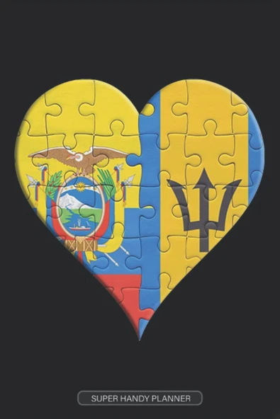 Planner: Ecuadorian Barbadian Flag United Heart Jigsaw Puzzle Flags Of Ecuador Barbados ürün görseli 1
