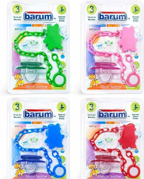 Barum Baby No:3 Damaklı Zincirli Bebek Emziği | 18-24 Ay Büyüyen Bebekler İçin Ortodontik Silikon Uç, Askı Klipsli Koruyucu Set | Bpa İçermez Güvenli Emzik (Yeşil, No: 3) ürün görseli 1