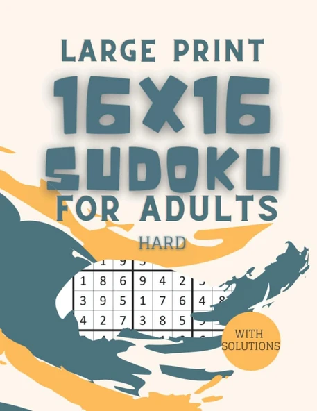 Sudoku Large Print For Adults 16X16: 80 Sudoku Large Print 16X16 For Adults With Solutions Level Hard And Big Book, One Puzzle In The Page To Make Presented As A Gift To Stimulate The Brain ürün görseli 1