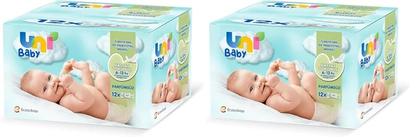 Uni Baby Hassas Dokunuş Islak Mendil 12 * 52 Yaprak (2 Paketi) ürün görseli 1
