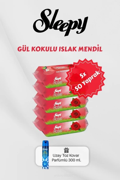 Sleepy 250 Adet Gül Kokulu Islak Havlu, Toz Kovar Hediyeli ürün görseli 1