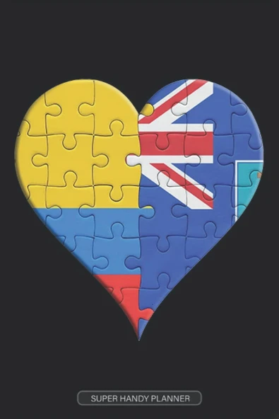 Planner: Colombian Montserratian Flag United Heart Jigsaw Puzzle Flags Of Colombia Montserrat ürün görseli 1