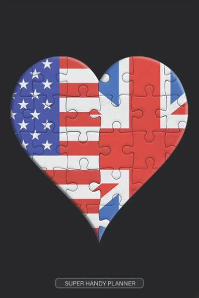 Planner: American British Flag United Heart Jigsaw Puzzle Flags Of America United Kingdom ürün görseli 1