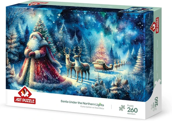 Puzzle Kuzey Işıkları Noel Baba 260 Parça Puzzle ürün görseli 1