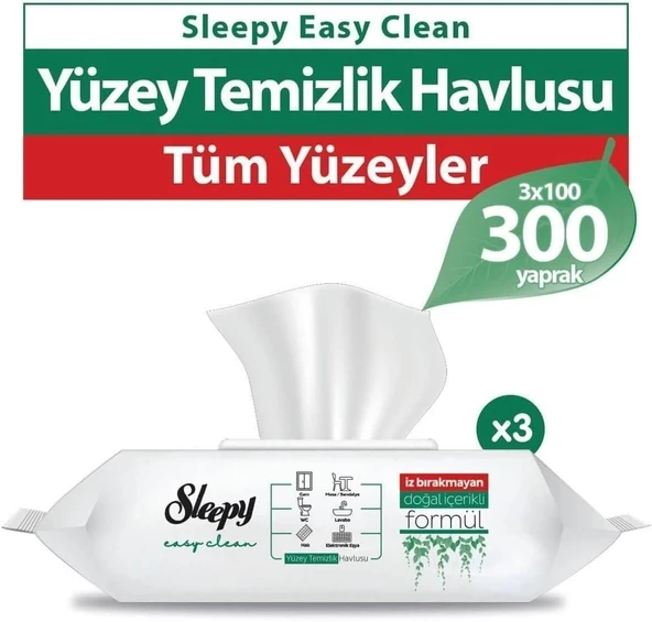 Sleepy Easy Clean Beyaz Sabun Yüzey Temizlik Havlusu 300' Lü ürün görseli 1