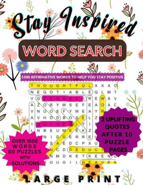 Independently Published Inspirational Word Search Puzzle Book For Seniors, Adults And Teens: Largeprint| Search Positive Words, To Keep The Brains And Mind Relaxed | For Adults, Teens | Puzzle ürün görseli 1