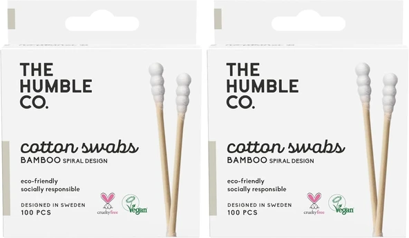 Humble Brush Bamboo Cotton Swabs Spiral White-Spiral Kulak Çubuğu Beyaz 2Li Paket ürün görseli 1
