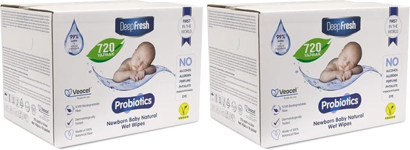 Deep Fresh Alkolsüz Parabensiz Yenidoğan Bebek Islak Mendili 720 Yaprak (18 X 40 Adet) (2 Paketi) ürün görseli 1