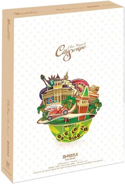 Cubicfun 3D 64 Parça Puzzle Las Vegas Şehir Kompozisyonu ürün görseli 1