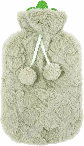 2 Litre Peluş Kılıflı Sıcak Su Torbası Uzun Süre Isı Koruyan Adet Sancısı Kas Ağrısı Bel Boyun Karın Ağrısı İçin Isı Terapisi Termofor (Yeşil) ürün görseli 1