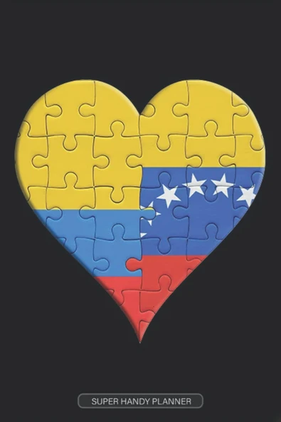 Planner: Colombian Venezuelan Flag Combined To Heart Jigsaw Puzzle Flags Of Colombia Venezuela ürün görseli 1