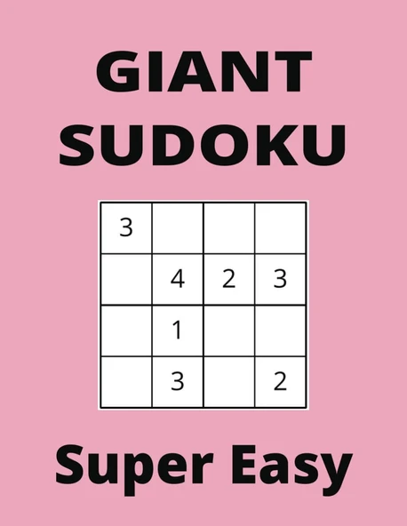 Independently Published Giant Super Easy Pink Sudoku Book, 4X4 Puzzles, 50 Pages, 8.5X11 ürün görseli 1