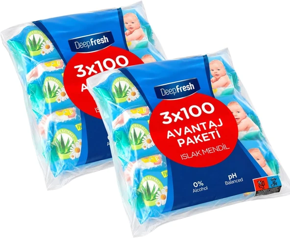 Deep Fresh Islak Mendil 3X100 Lü X 2 Adet (600 Yaprak) ürün görseli 1