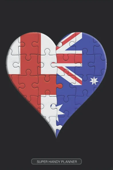 Planner: English Australian Flag United Heart Jigsaw Puzzle Flags Of England Australia ürün görseli 1