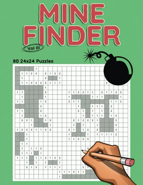Mine Finder: 80 24X24 Puzzles To Solve, Great For Kids, Teens, Adults & Seniors, Logic Brain Games, Stress Relief & Relaxation, 8.5” X 11” ürün görseli 1