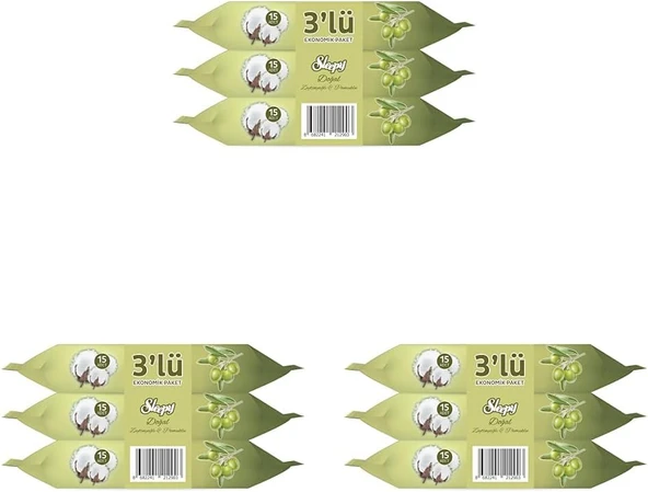 Sleepy Pamuk Zeytin Cep Mendili 12X3X15 (540 Yaprak) (3 Paketi) ürün görseli 1