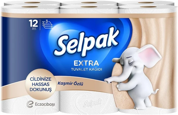 Selpak Extra Kaşmir Katkılı Tuvalet Kağıdı 12'Li ürün görseli 1