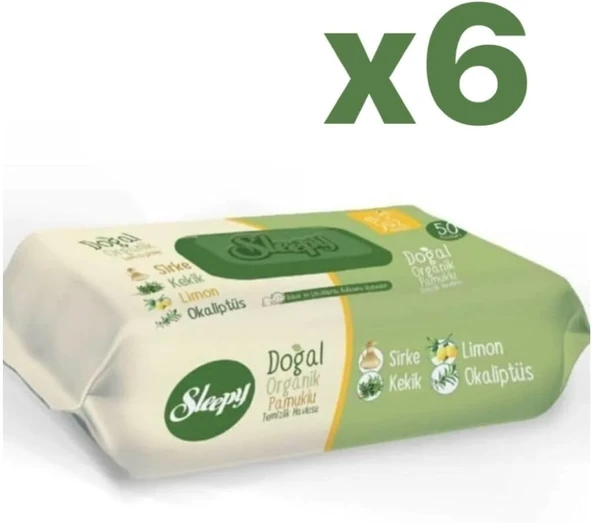 Sleepy Doğal Organik Pamuklu Temizlik Mendili 6X50 ürün görseli 1