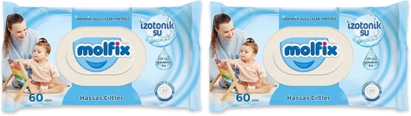 Molfix İzotonik Islak Havlu Hassas Ciltler 60 Yaprak 2Li Paket ürün görseli 1