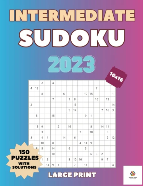 Independently Published Intermediate Sudoku 2023 150 Puzzles 16X16 Grid For Everyone 2 Per Page Large Print ürün görseli 1