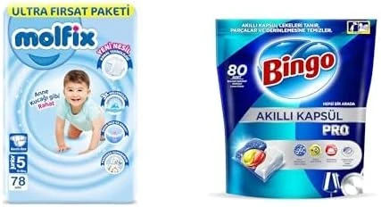 Molfix 3D Junior 5 Beden Aylık Paket 78 Adet, Beyaz X2 + Akıllı Kapsül 80'Li X2 ürün görseli 1