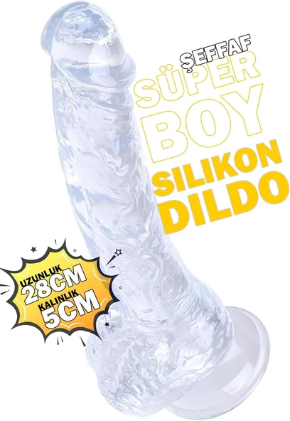 Do It Love - 29Cm Büyük Şeffaf Realistik Silikon - Testis Gerçekçi Damar Yapısı - Güçlü Vantuz - 5Cm Kalınlık ürün görseli 1