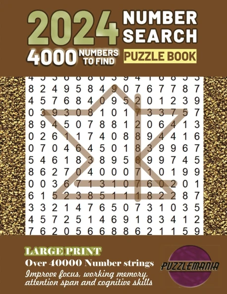 2024 Large Print Number Search Puzzle For Adult, Teens And Seniors.: Over 40,000 Number Strings. Improve Focus, Working Memory, Attention Span And Cognitive Skills. ürün görseli 1
