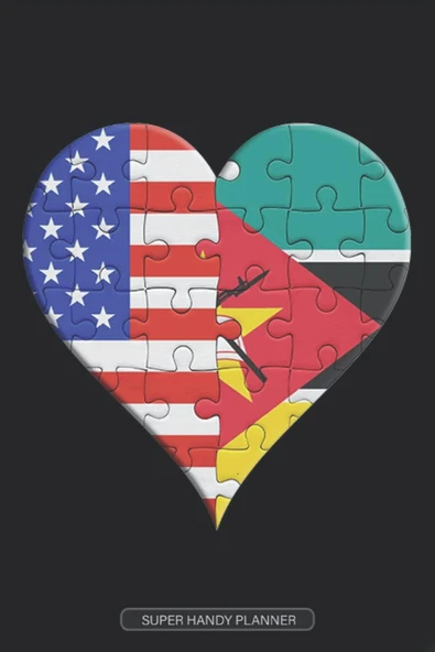 Planner: American Mozambican Flag United Heart Jigsaw Puzzle Flags Of America Mozambique ürün görseli 1