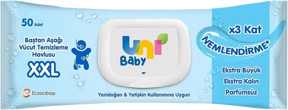 Uni Baby Vücut Temizleme Havlusu Xxl 50 Yaprak ürün görseli 1